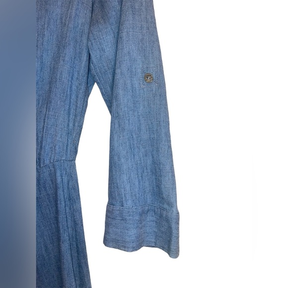 alice + olivia jumpsuit SZ 2 Wide leg, light denim, long sleeve, removable belt - Picture 9 of 14